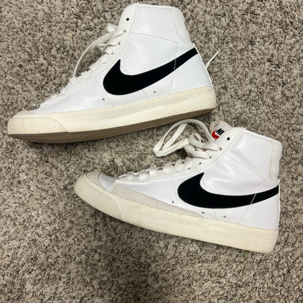 Nike White and Black High-Top Sneakers